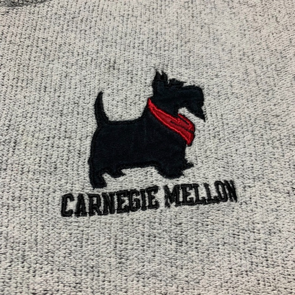 Carnegie Mellon 1/4 Zip Sweater Hooded Mens XL Gray Scotty Dog Tartans Y2K - Picture 3 of 7